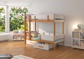 Patrová postel s matracemi ETIONA - Artisan / Bílá - 80x180cm