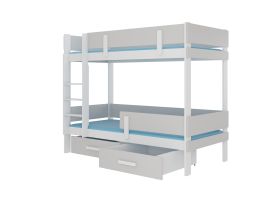 Patrová postel s matracemi ETIONA - Bílá / Šedá - 80x180cm ADRK