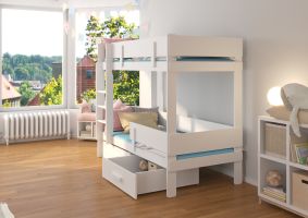 Patrová postel s matracemi ETIONA - Artisan / Bílá - 90x200cm ADRK