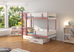 Patrová postel s matracemi ETIONA - Růžová / Bílá - 90x200cm