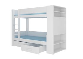 Patrová postel s matracemi GARET - Bílá - 80x180cm ADRK