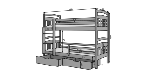 Patrová postel s matracemi ADA - Grafit - 80x180cm ADRK
