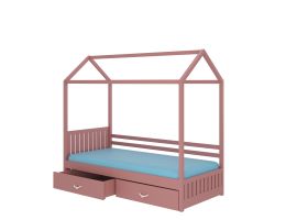 Postel domek s matrací ROSE - Růžová - 80x180cm ADRK