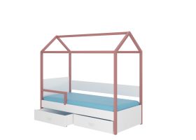 Postel s matrací a zábranou OTELLO - Růžová / Bílá - 80x180cm ADRK