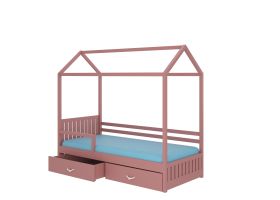 Postel domek se zábranou a matrací ROSE - Růžová - 90x200cm ADRK