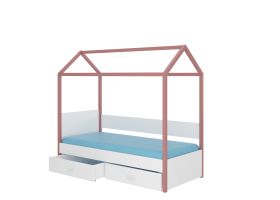 Postel s matrací OTELLO - Růžová / Bílá - 90x200cm ADRK
