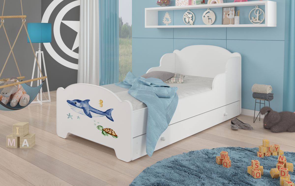 ADRK Postel s matrací a zásuvkou AMADIS - Mořský svět - 80x160cm