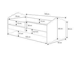 Postel s matrací a zábranou CASIMO - Slon - 70x140cm ADRK