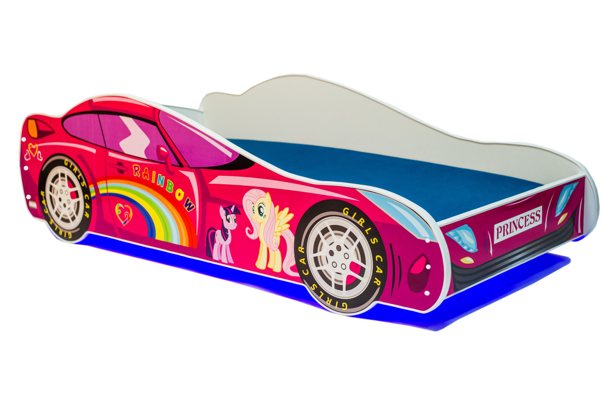 Jednolůžko Car Pink s LED osvětlením