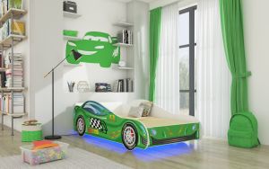 Postel s matrací a LED osvětlením SPEED - Zelená - 80x160cm