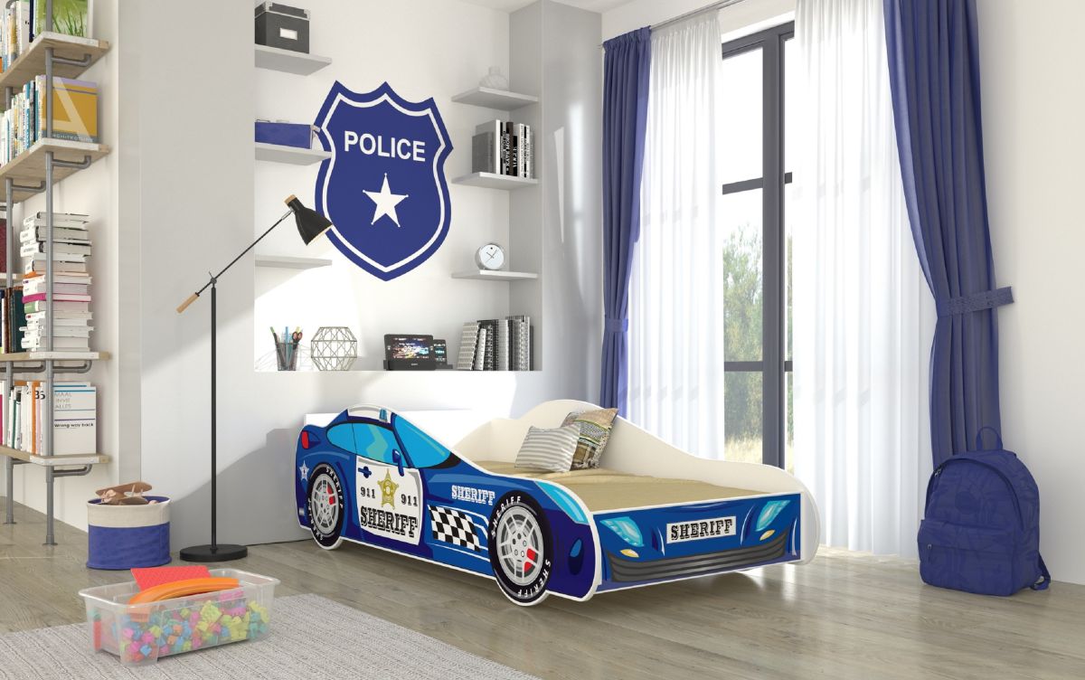Policejní auto se světly jako postel pro děti