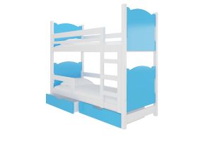 Patrová postel s matracemi MARABA - Bílá / Modrá - 75x180cm ADRK