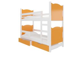 Patrová postel s matracemi MARABA - Bílá / Oranžová - 75x180cm ADRK