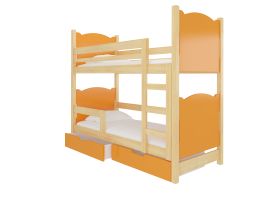 Patrová postel s matracemi MARABA - Přírodní / Oranžová - 75x180cm ADRK