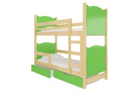 Patrová postel s matracemi MARABA - Přírodní / Zelená - 75x180cm ADRK