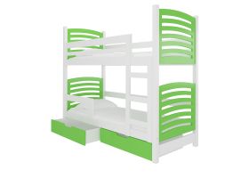 Patrová postel s matracemi OSUNA - Bílá / Zelená - 75x180cm ADRK