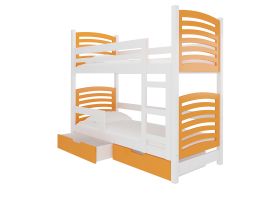 Patrová postel s matracemi OSUNA - Bílá / Oranžová - 75x180cm ADRK
