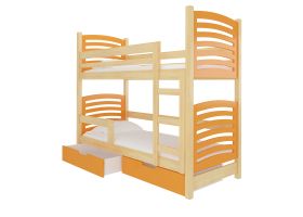 Patrová postel s matracemi OSUNA - Přírodní / Oranžová - 75x180cm ADRK