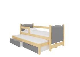 Dětská postel dvoulůžko s matracemi CAMPOS - Přírodní / Šedá - 75x180cm ADRK