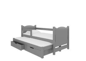 Dětská postel dvoulůžko s matracemi CAMPOS - Šedá - 75x180cm ADRK