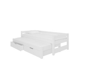 Dětská postel dvoulůžko s matracemi FRAGA - Bílá / Bílá - 90x200cm ADRK