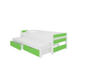 Dětská postel dvoulůžko s matracemi FRAGA - Bílá / Zelená - 90x200cm ADRK