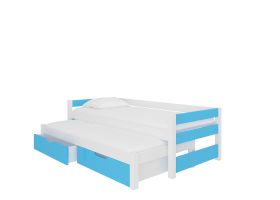 Dětská postel dvoulůžko s matracemi FRAGA - Bílá / Modrá - 90x200cm ADRK