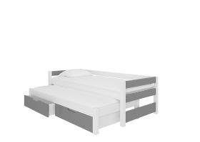 Dětská postel dvoulůžko s matracemi FRAGA - Bílá / Šedá - 90x200cm ADRK