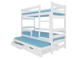 Patrová postel s matracemi KARLO - Bílá / Bílá - 75x180cm ADRK