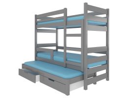 Patrová postel s matracemi KARLO - Šedá / Šedá - 75x180cm ADRK