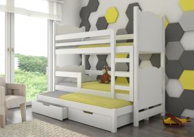 Patrová postel s matracemi LETICIA - Bílá / Bílá - 75x180cm ADRK