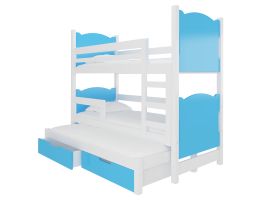 Patrová postel s matracemi LETICIA - Bílá / Modrá - 75x180cm ADRK