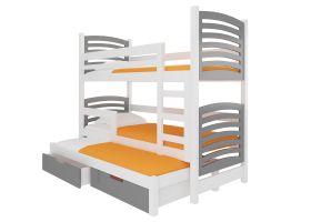 Patrová postel s matracemi SORIA - Bílá / Šedá - 75x180cm ADRK