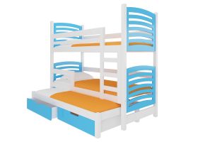 Patrová postel s matracemi SORIA - Bílá / Modrá - 75x180cm ADRK