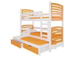 Patrová postel s matracemi SORIA - Bílá / Oranžová - 75x180cm ADRK
