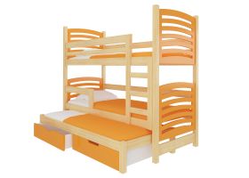 Patrová postel s matracemi SORIA - Přírodní / Oranžová - 75x180cm ADRK