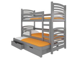 Patrová postel s matracemi SORIA - Šedá / Šedá - 75x180cm ADRK