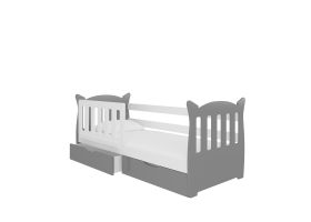 Dětská postel s matrací LENA - Bílá / Šedá - 75x160cm ADRK