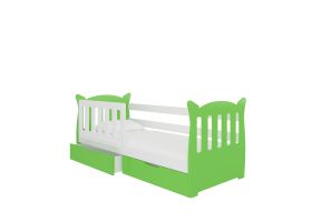 Dětská postel s matrací LENA - Bílá / Zelená - 75x160cm ADRK