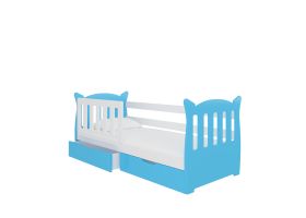 Dětská postel s matrací LENA - Bílá / Modrá - 75x160cm ADRK