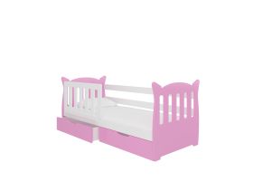 Dětská postel s matrací LENA - Bílá / Růžová - 75x160cm ADRK
