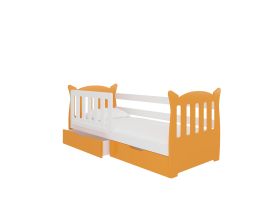 Dětská postel s matrací LENA - Bílá / Oranžová - 75x160cm ADRK