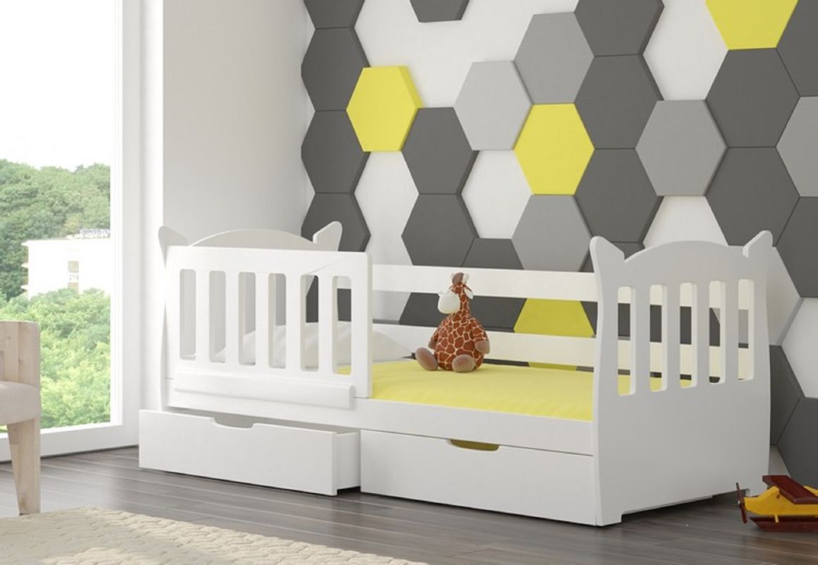 ADRK Dětská postel s matrací LENA - Bílá - 75x160cm