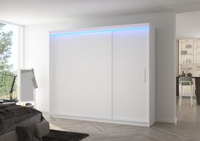 Posuvná skříň s LED osvětlením ANTOS - Bílá - šířka 250cm ADRK