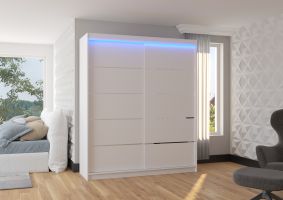 Posuvná skříň s LED osvětlením SPECTRA - Bílá - šířka 180cm