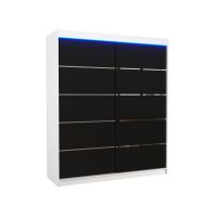 Posuvná skříň s LED osvětlením SPECTRA - Bílá / Černá - šířka 180cm ADRK