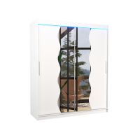 Posuvná skříň se zrcadlem a LED osvětlením KANSAS - Bílá - šířka 180cm ADRK