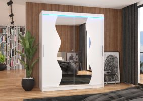 Posuvná skříň se zrcadlem a LED osvětlením MEDISON - Bílá - šířka 180cm