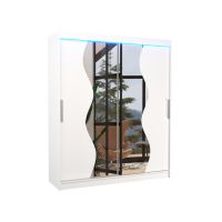 Posuvná skříň se zrcadlem a LED osvětlením MEDISON - Bílá - šířka 180cm ADRK