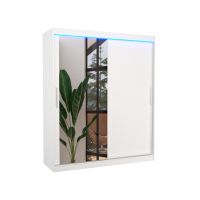 Posuvná skříň se zrcadlem a LED osvětlením TOM - Bílá - šířka 180cm ADRK